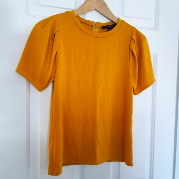 FOREVER 21 Mustard Yellow Puff Sleeve Top - Picture 2 of 11